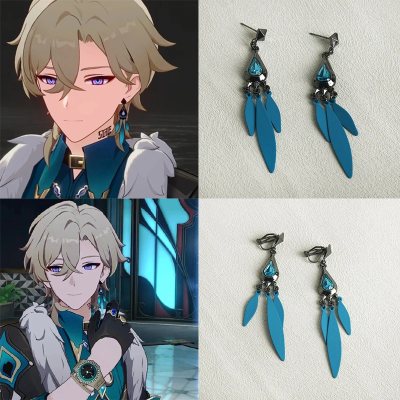 Para/gra Anime Honkai: Star Rail Awenturine Metalowe kolczyki Take Photo Props Akcesoria Kostium Cosplay Klipsy do uszu Prezenty ﻿