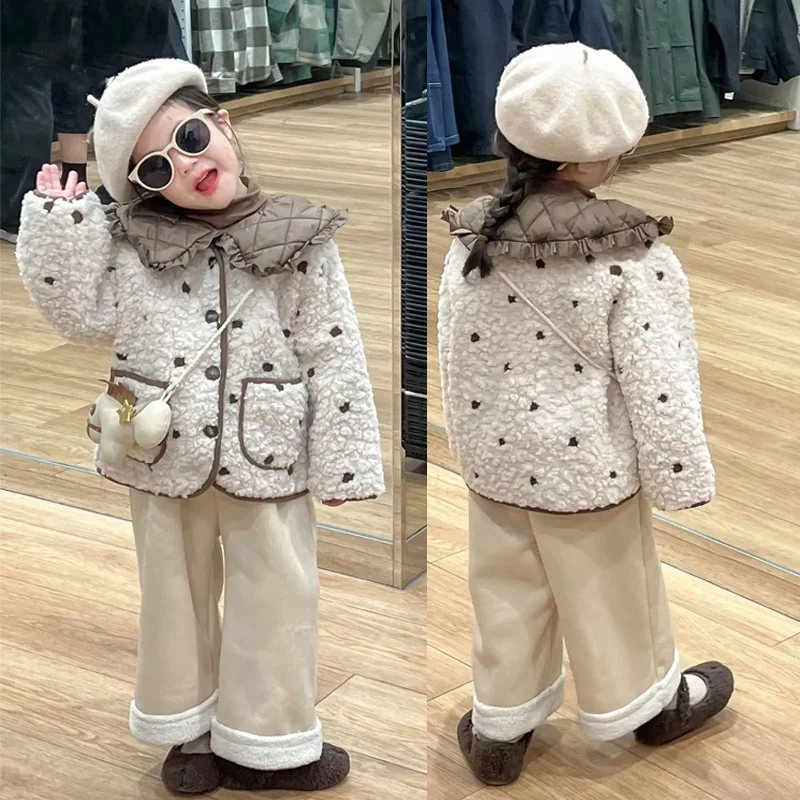 

Флисовые куртки для девочек, детские утепленные пальто, новая детская зимняя теплая верхняя одежда, осенняя детская модная повседневная хлопковая одежда, От 2 до 8 лет