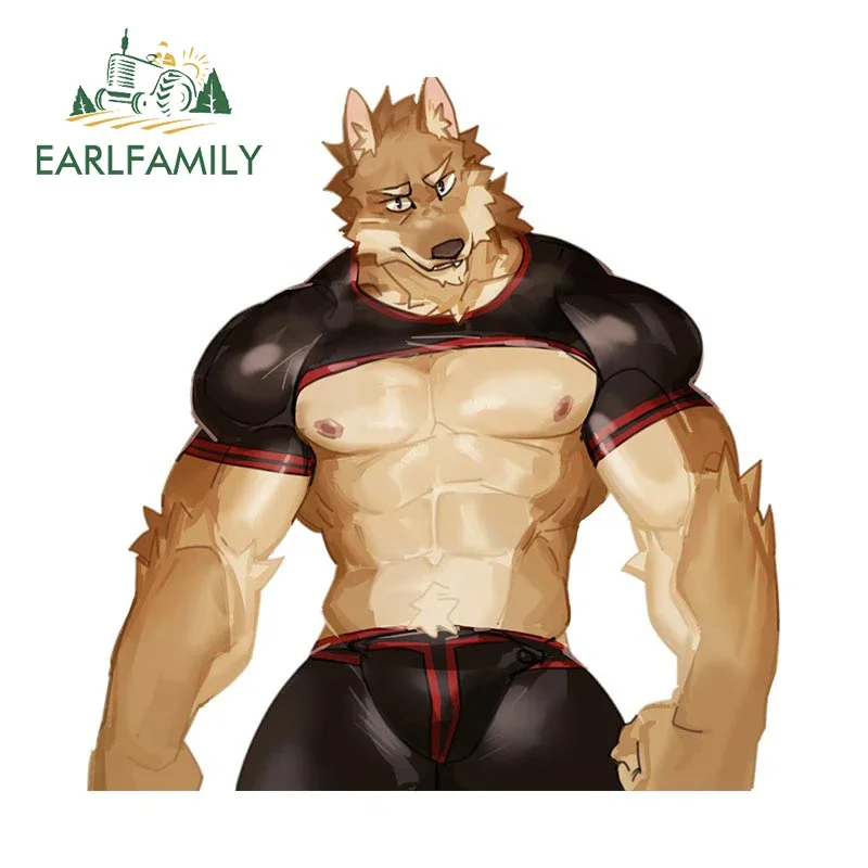 EARLFAMILY 13cm for Strong Wolf Furry Anime Car Sticker Car Accessories Creative Decal Waterproof Windows Vinyl JDM Decoration