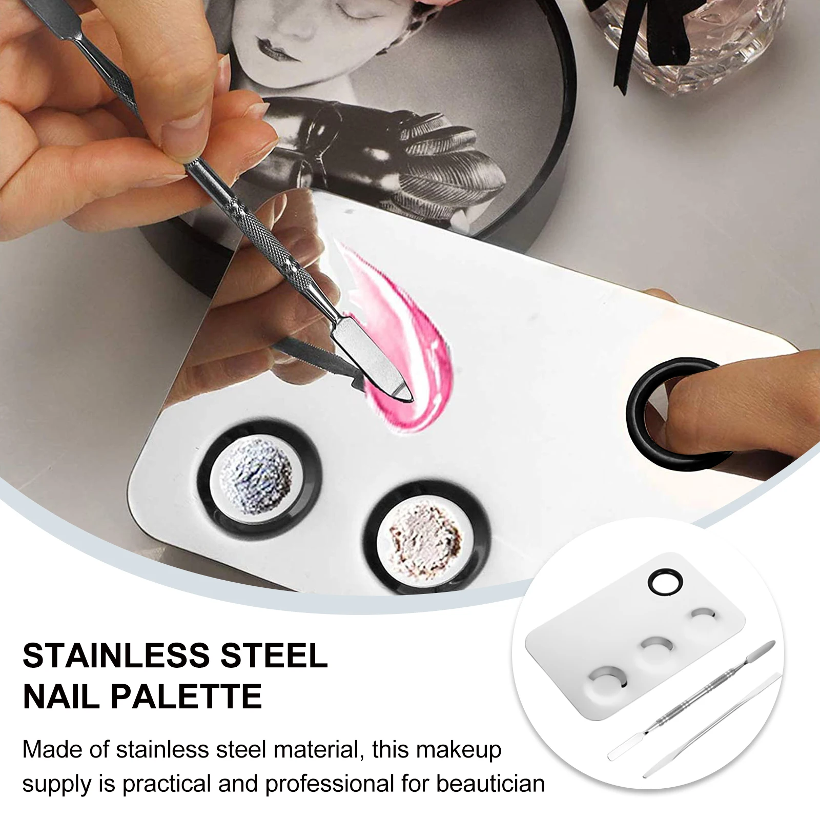 

3PCS Nail Art Palette Stainless Steel Color Trays Makeup Blending Tool manicure palette nail art blending palette foundation