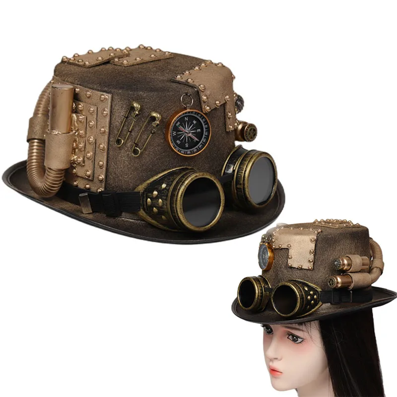 New Trendy Unisex Steampunk Hats Jazz Hat Men Women Decorate Headgear Performance Hat For Club Punk Cosplay Theme Party Wedding