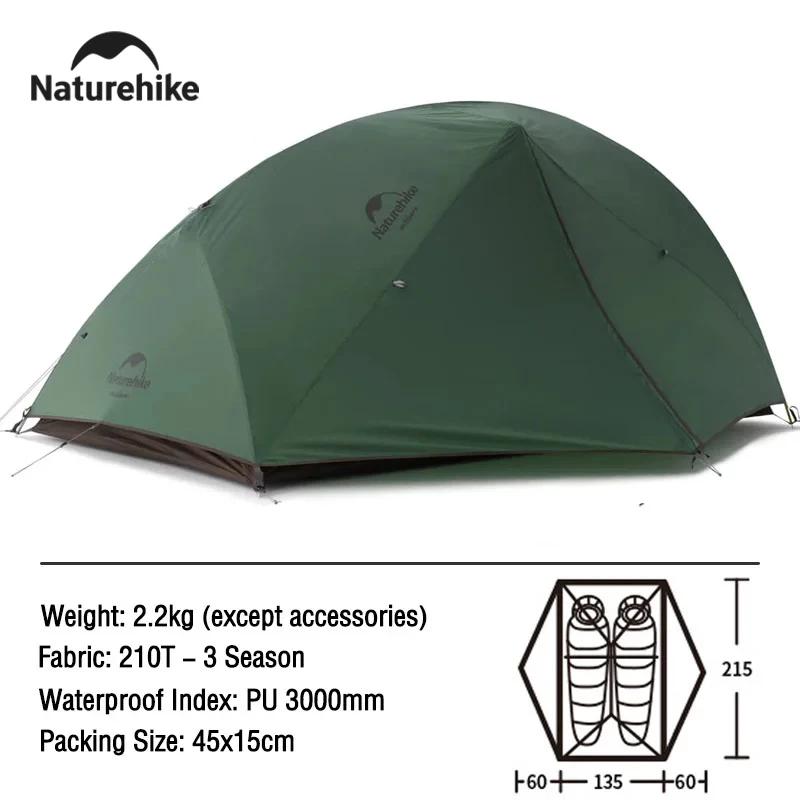 Naturehike Star River kampeertent Ultralichte tweepersoons waterdichte backpacktenten Dubbele deur Outdoor wandelen 3-seizoenen tent