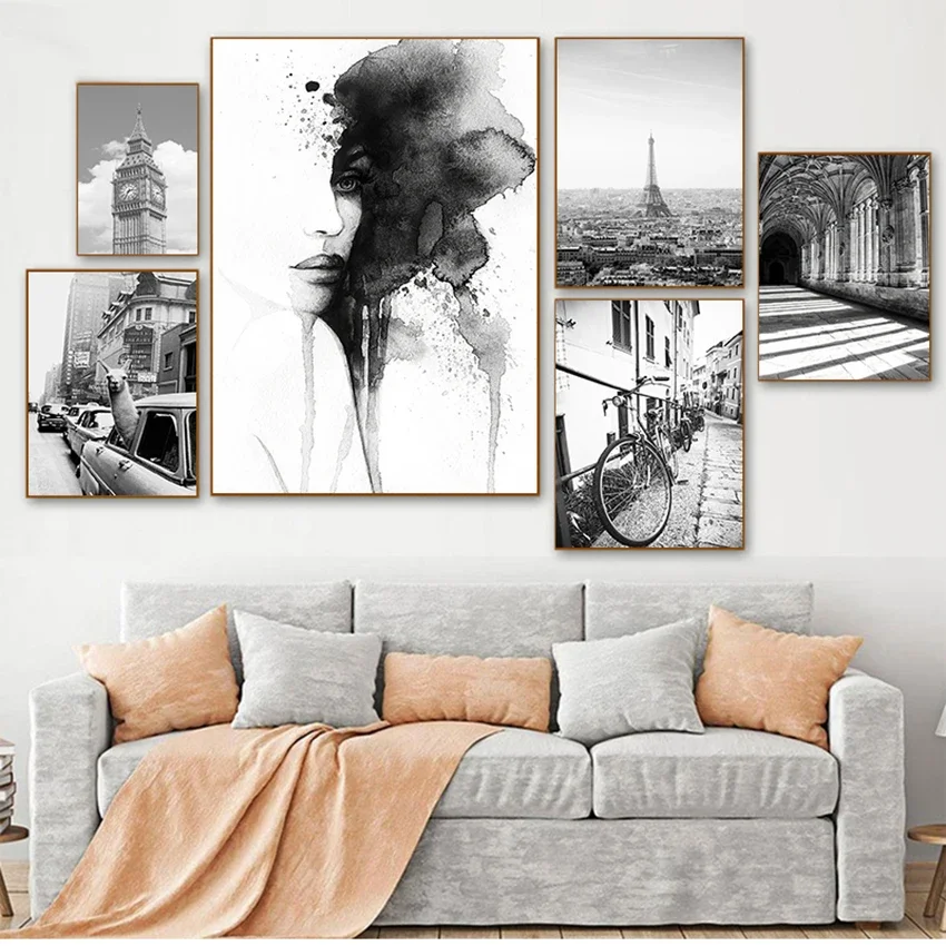 Print New York City Pictures Wall Art Home Decor Llama in a taxi on Times Square Canvas Prints and Posters Vintage Black Whit