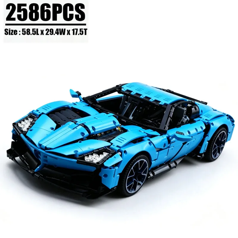 НОВИНКА MOC-31189 Модель спортивного автомобиля Il Toro Azzurro с двигателем V8 в масштабе 1:8, гиперкар, гоночный автомобиль, конструктор, игрушки, подарки на день рождения