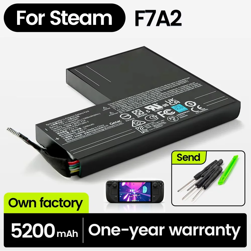 F7A2 5200mAh 8.8V Li-polymer Replacement Battery for Steam Deck Handheld Gamepad Controller Rechargeable Batteries Accessories