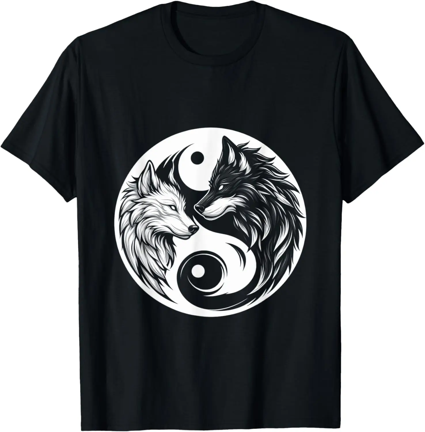 

Yin and Yang White and Black Wolf T-Shirt