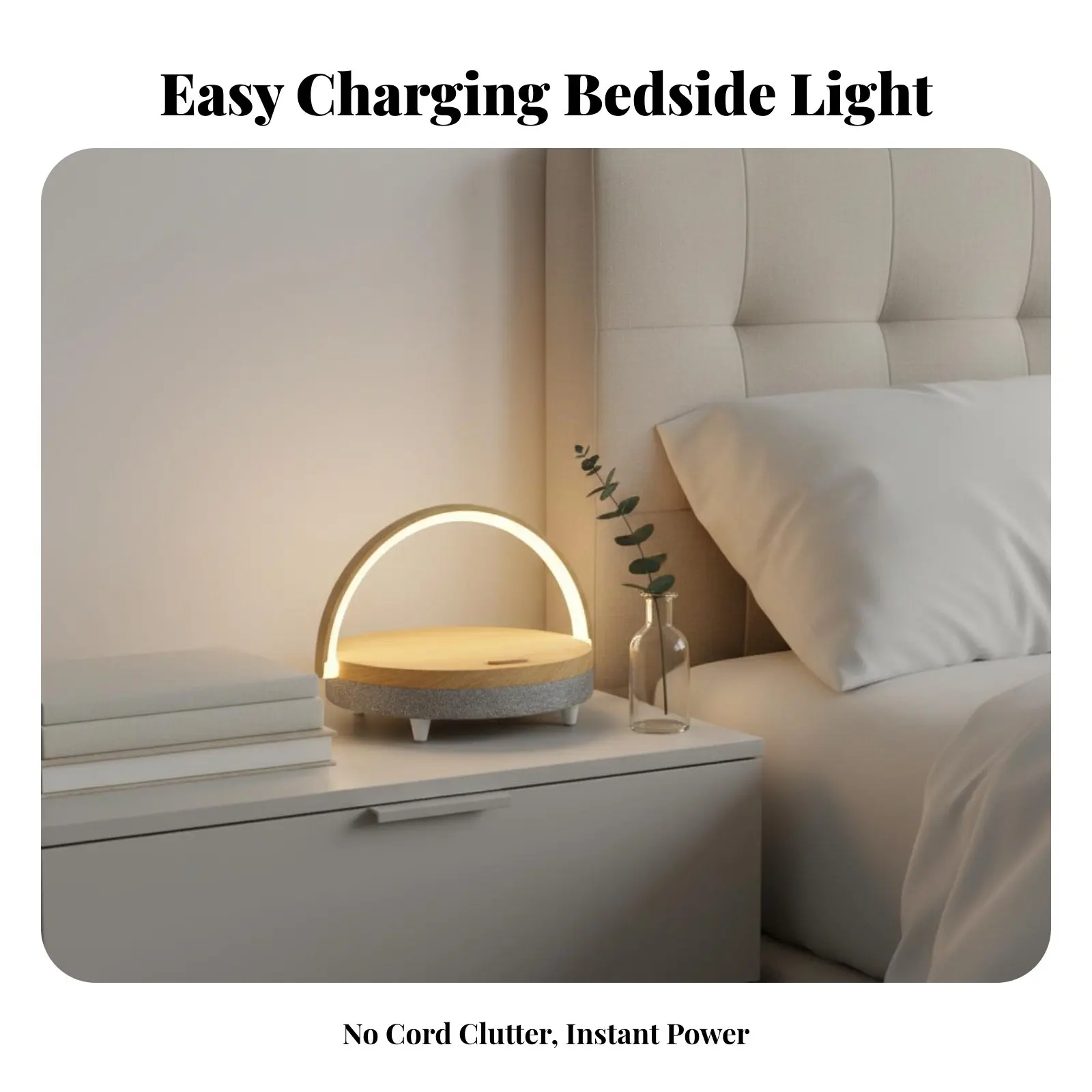 Nordic Minimalist Bedside Lamp with Charging, Night Light Speaker Table Lamp for Bedroom Ambience, Adjustable Brightness view 4