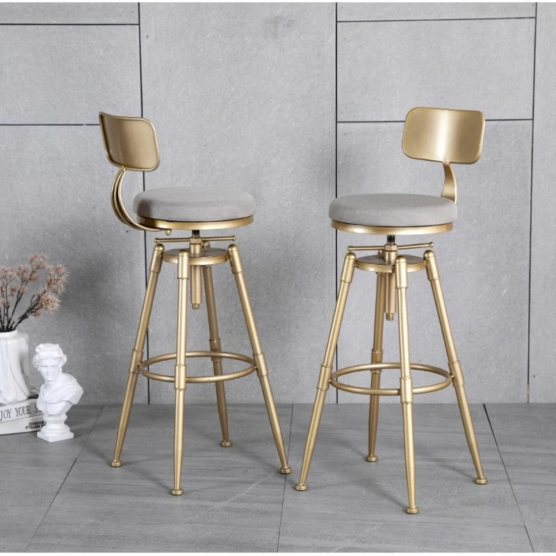 

Nordic Golden Legs Bar Stool Adjustable Rotatable High Counter Chairs Modern Minimalist Bistro Seat Luxury Kitchen Island Stools