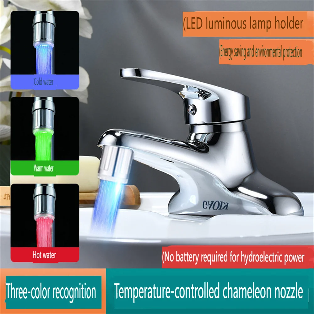 Temperature Controlled Color Changing Faucet Kitchen Bathroom Three Color Nozzle Bubbler Led Smart Luminous Faucet Nozzle