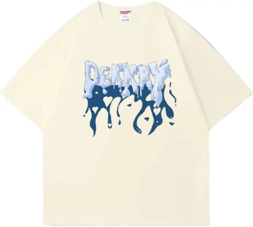 Womens Fashion Vintage Graphic Loose-fit T-shirt Heavyweight Cotton Crew Neck Tee Tops Casual Short Sleeve
