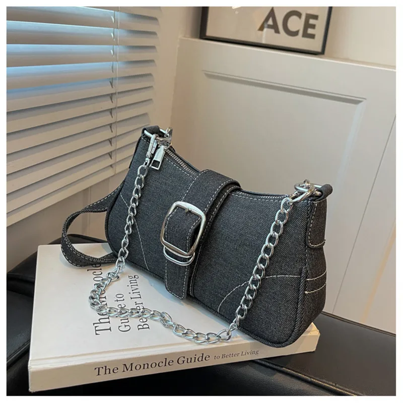Female High Quality Luxury Designer Ladies Handbag Cowboy Casual Shoulder Underarm Bag New Fashion Small Square Bag for Women