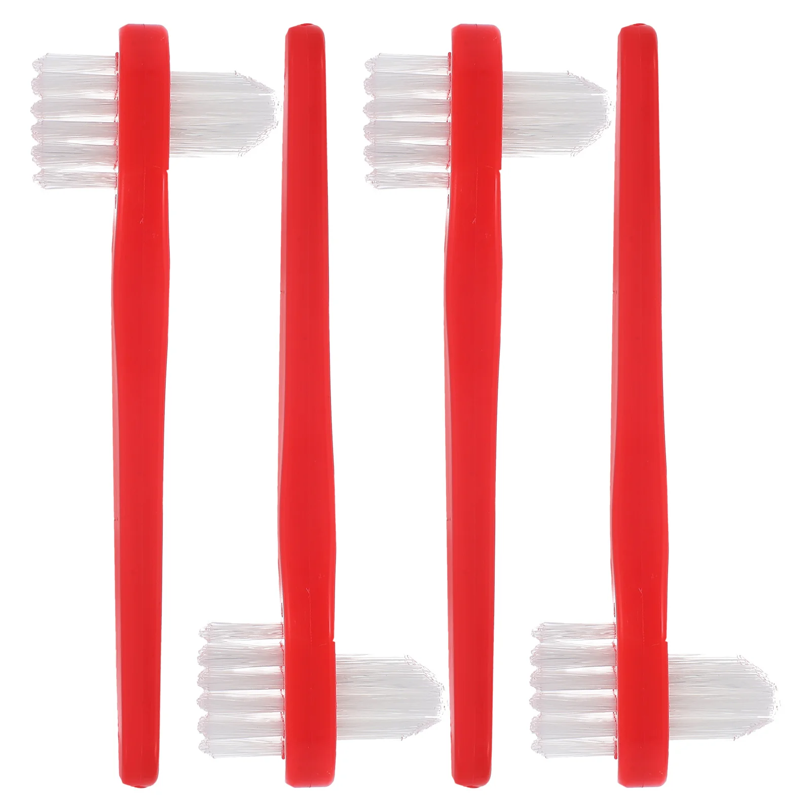 

4 Pcs Cleaning Brush for Adults Small Size Dual Heads Portable Denture Cleaning Brush False Teeth Red