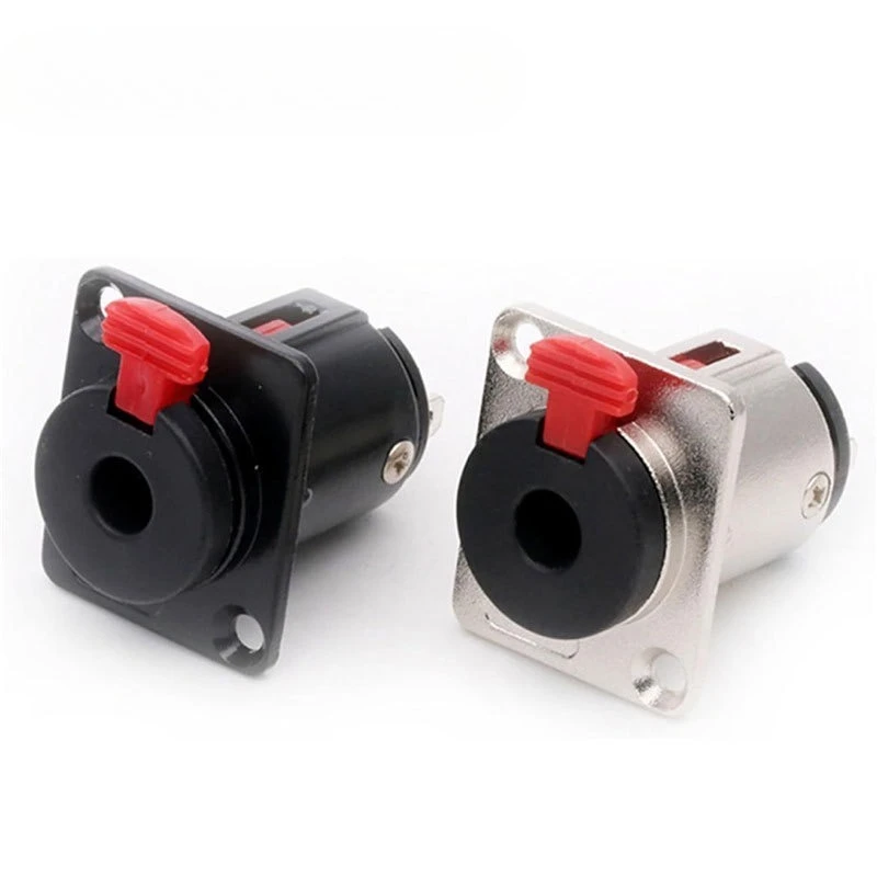 1pc Professional Speaker Audio Jack 6.35mm Connector 1/4 inch Female Socket Panel Mounted Black&Silver Colors Banana Plugs RCA
