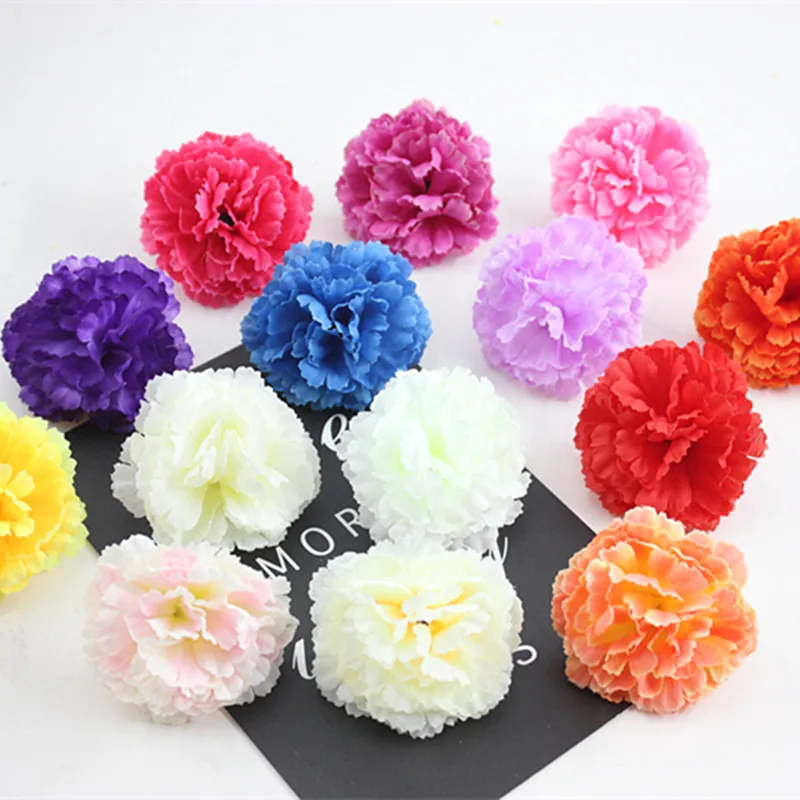 10Pcs Artificial Carnation Flowers Wedding Garden Rose Arch Home Party Decor Christmas Diy Candy Box Fake Silk Scrapbook Plants