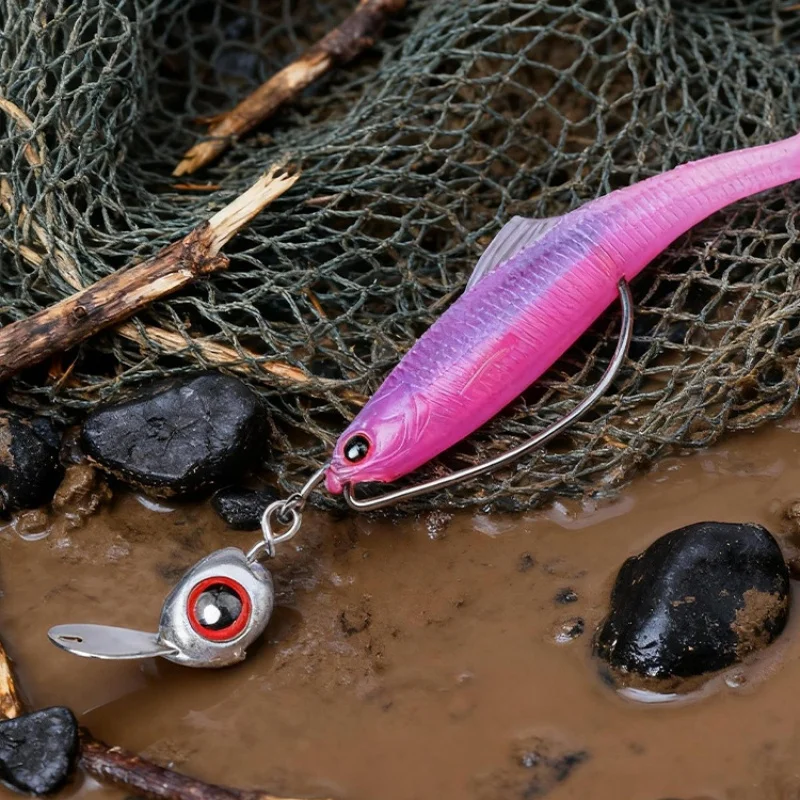 Angelköder mit langer Zunge, Tauchbrett, Schnellwechselhaken, Bleigewicht, Wobbler, Fischaugen, TEXAS Rig, Hindernis-Cross, 5er-Set im Angebot – Detail 1