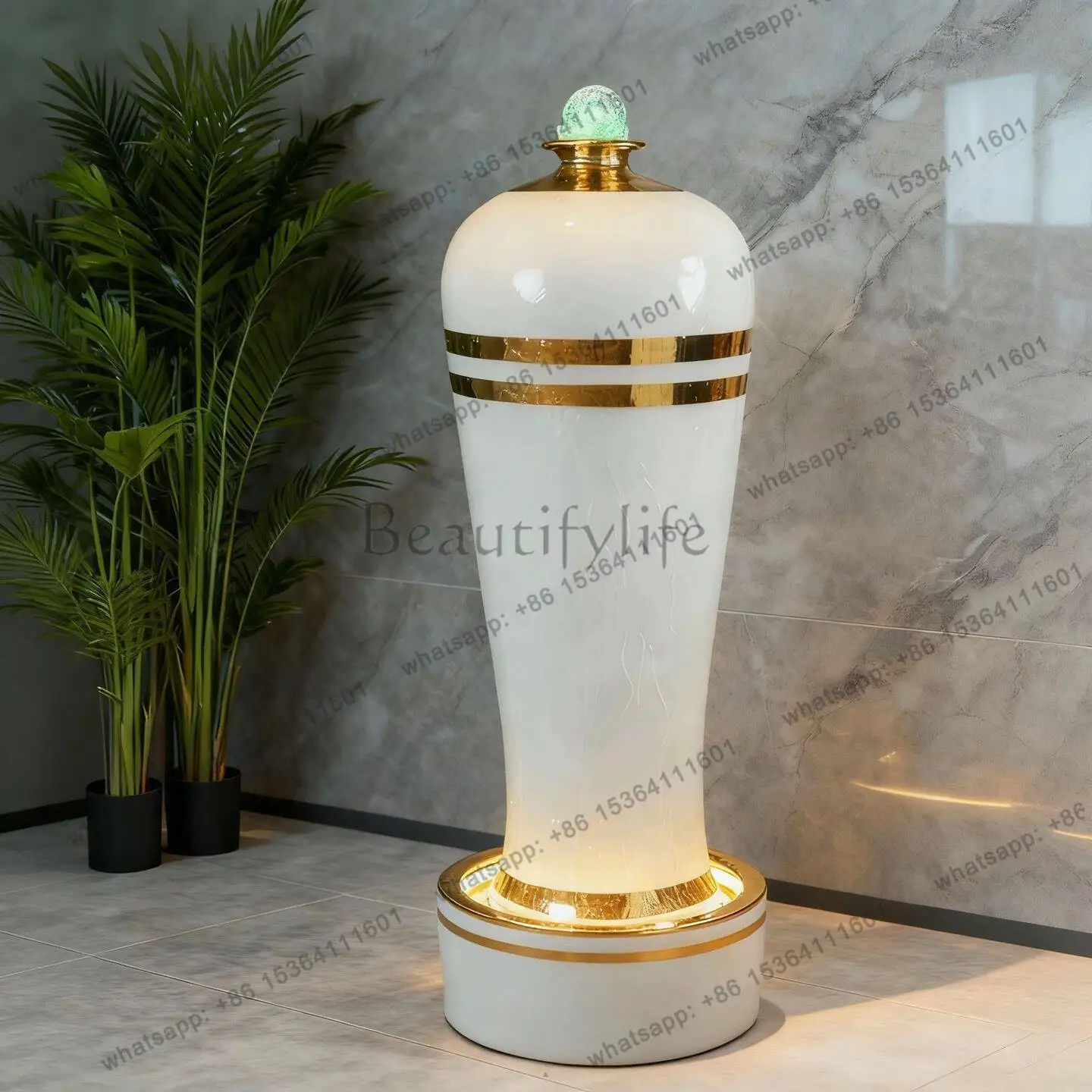 

Ceramic light luxury flowing water ornament living room circulating water indoor floor decoration wind