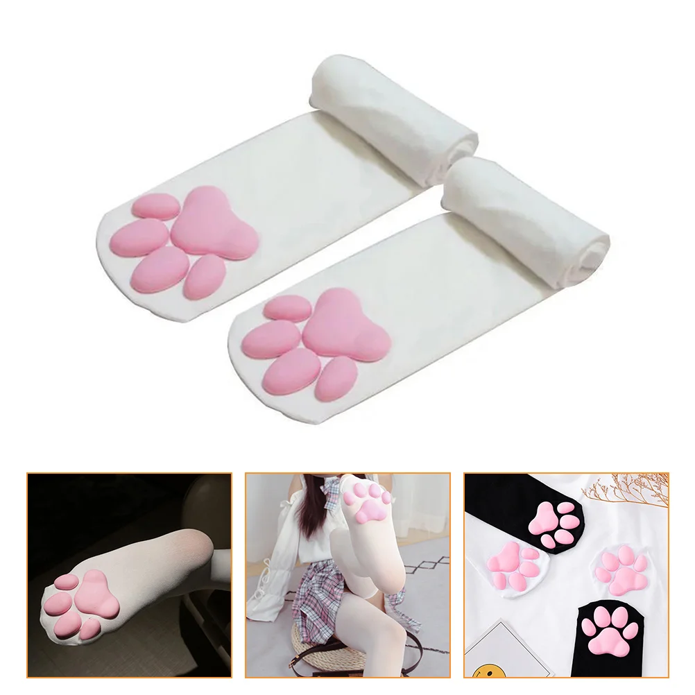 Cat Paw Stockings Woman Lovely Socks Women's Compression Leggings for Cosplay Pad