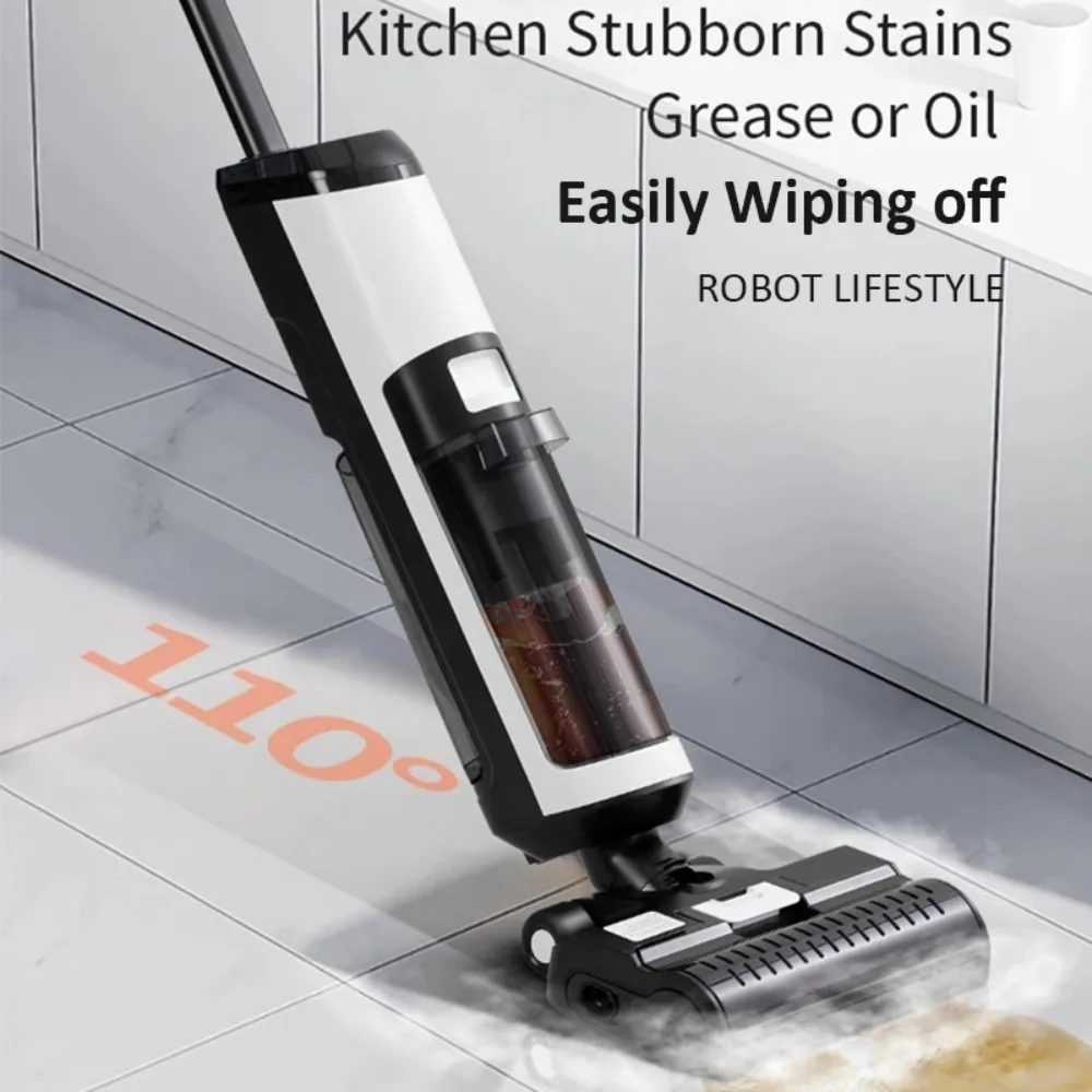 600rpm Cordless Wet Dry Handheld Steam Vacuum Cleaner 14000Pa Strong Suction Brushless Low Noise 3-in-1 Suction, Drag and Wash