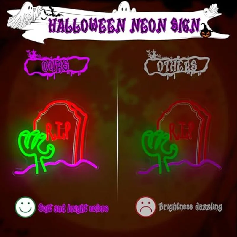 هالوين الرعب R.I.P النيون قابل للتعديل LED ضوء النيون للحزب ديكور غرفة نوم غرفة المعيشة هالوين ديكور علامة مميزة الأيدي L