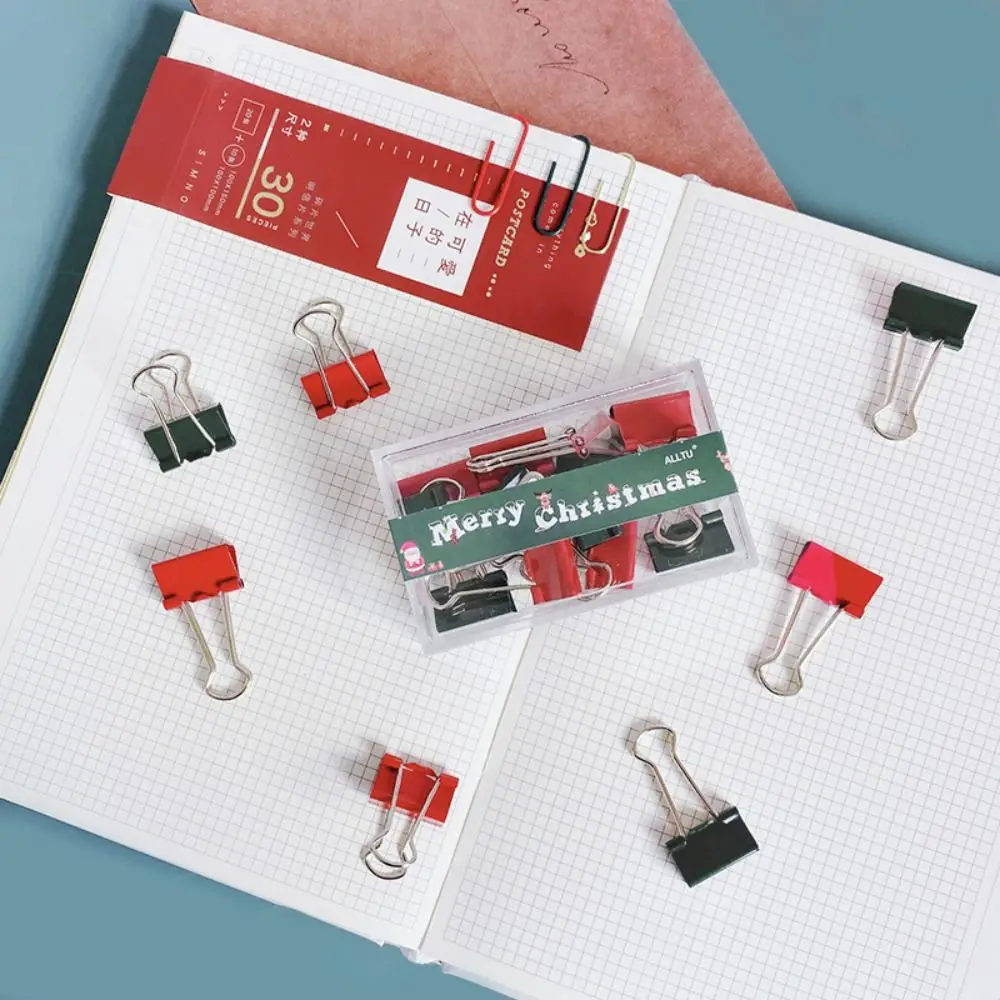 Cute Christmas Series Binder Clips Multifunctional Push Pins Paper Clip Colorful Simple Mini Foldback Clip
