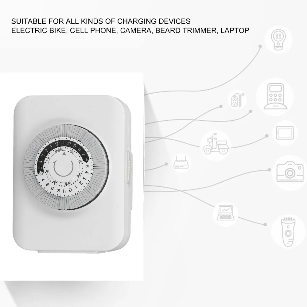 Reliable US Standard Timer Socket 125V Cycle Timer Mechanical Timer Auto Off Mechanical Power Outlet Home Appliance