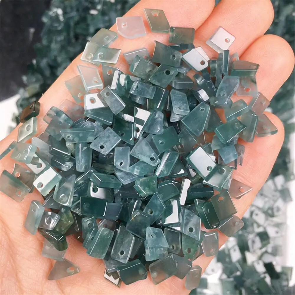 100Pcs Natural Grade A Jade Jadeite Diy Irregular Square Beads Loose Pendant