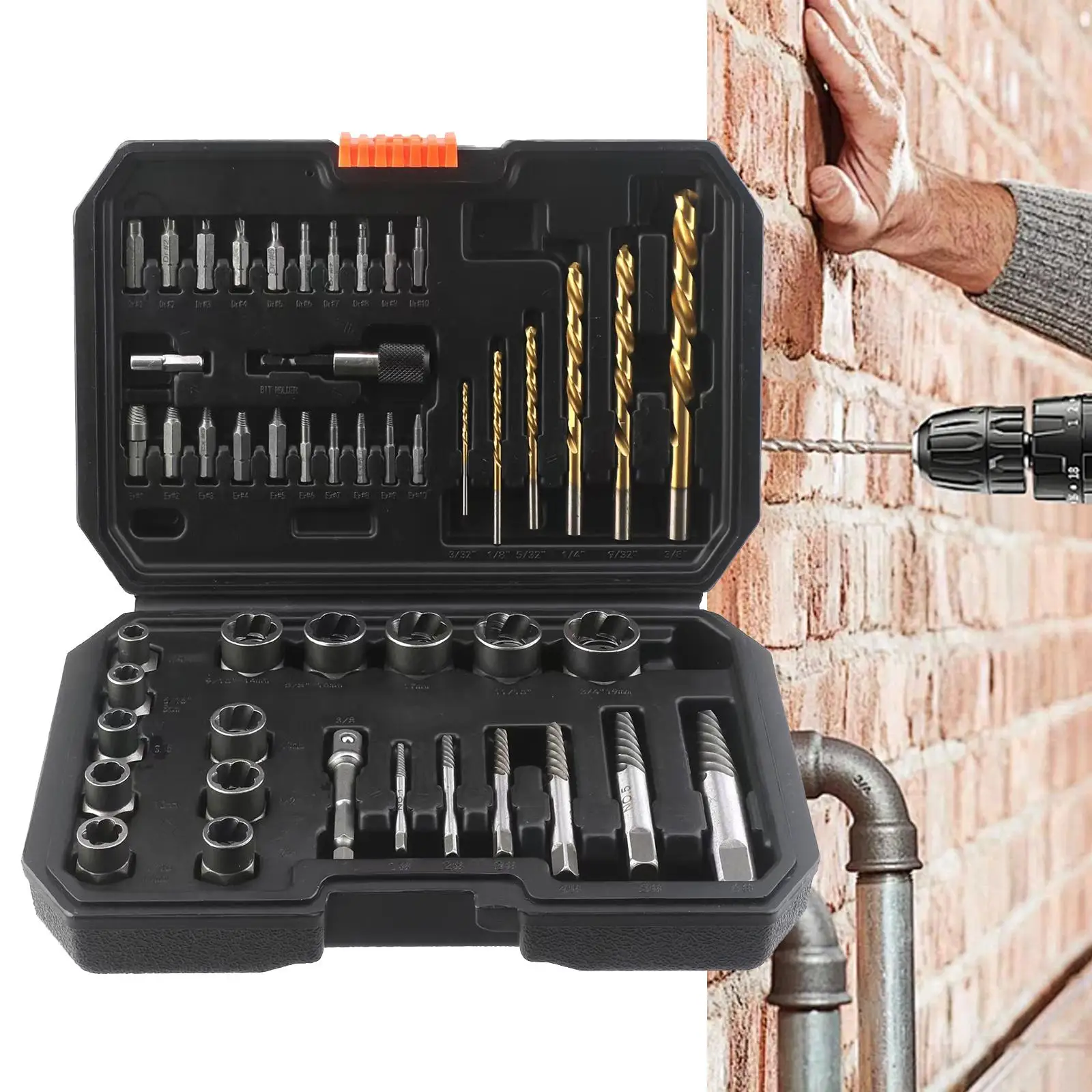 48x Screw Bolt Extractor Set Accessories with Storage Box Screw Remover Socket Set for Auto Professional Damaged Stripped Repair