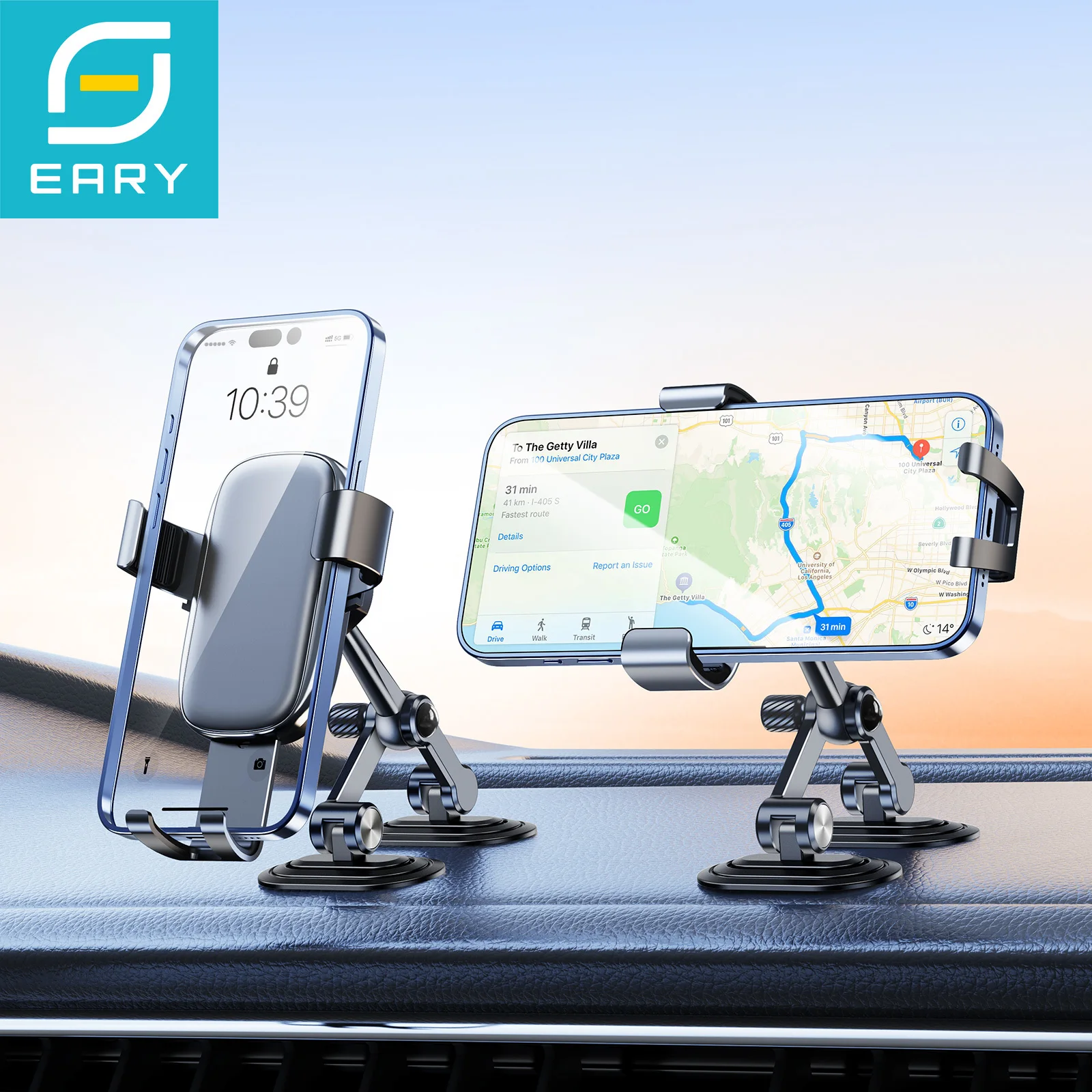 

Eary Gravity Car Phone Mount for Dashboard Aluminum Alloy Phone Holder Stand With 360°Rotate for Samsung iPhone 4.7-7.2 inches