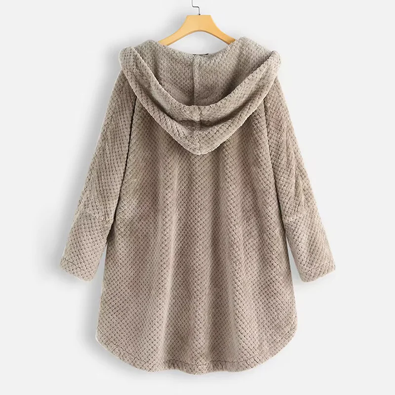 Nuevos abrigos de lana y mezclas para mujer, abrigo de Otoño Invierno 2025, abrigo grande cálido para mujer, chaqueta de lana, abrigo de felpa para mujer, chaqueta con capucha