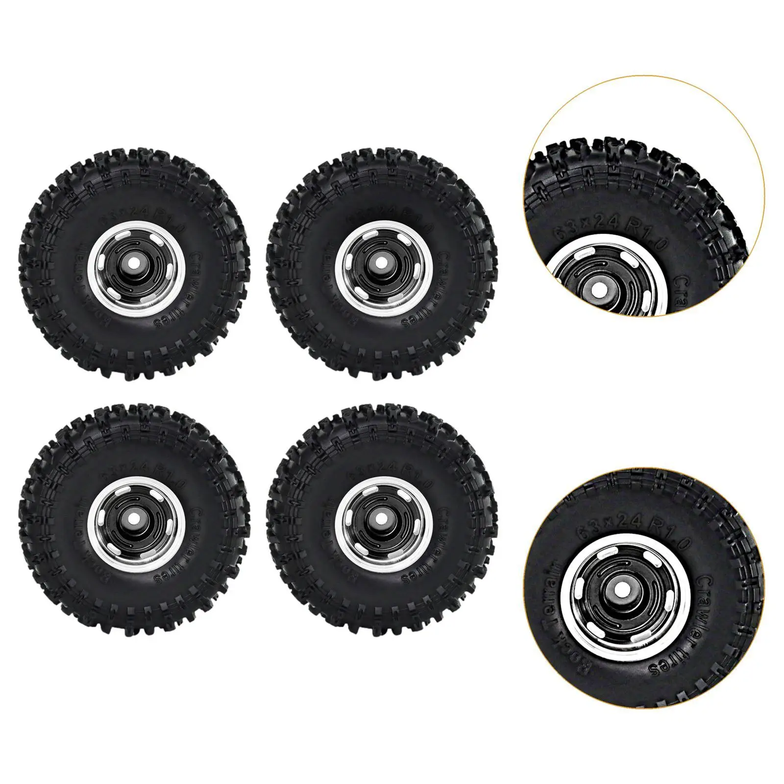 4Pcs 1.0 inch Wheel Tires Set Spare Parts Simulation Lightweight Replacement Rubber Tires for FMS24 SCX24 1/24 RC Crawler