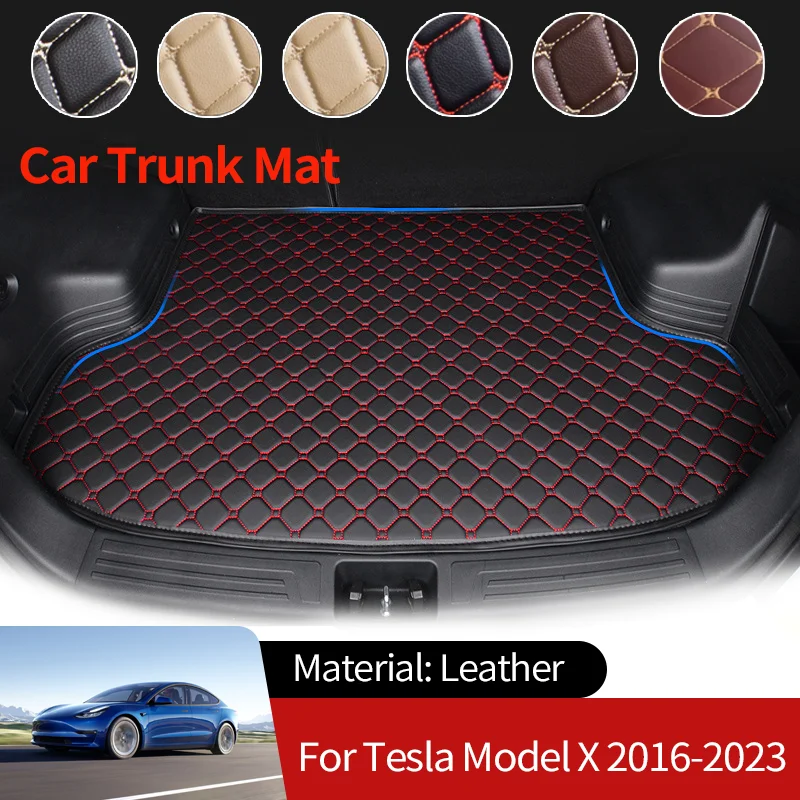 

for Tesla Model X 2016~2023 2022 Leather 6 7 Seats Car Boot Liner Cargo Trunk Mats Luggage FLoor Waterproof Carpets Accessories