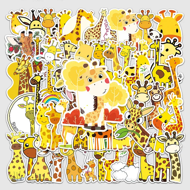 50Sheets Creative DIY Giraffe Stickers Cartoon Animal Suitcase Helmet Refrigerator Notebook Stickers Children's Gift Toy