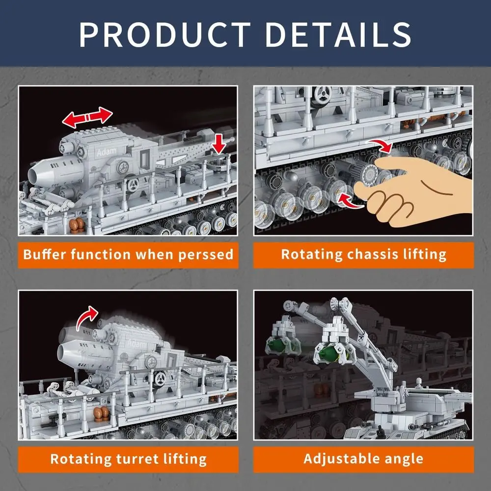 Conjunto de construção de tanque de argamassa alemã da segunda guerra mundial de 2875 peças, compatível com Lego, modelo militar em escala 1:26 para adultos