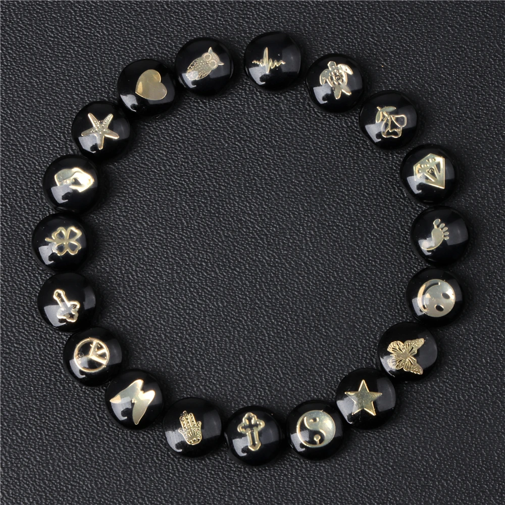 Natural Black Shell Beads Star Crescent Cross Mother Of Pearl Shell Charm for DIY Jewelry Making Bracelet Pendant Necklace 7-8mm