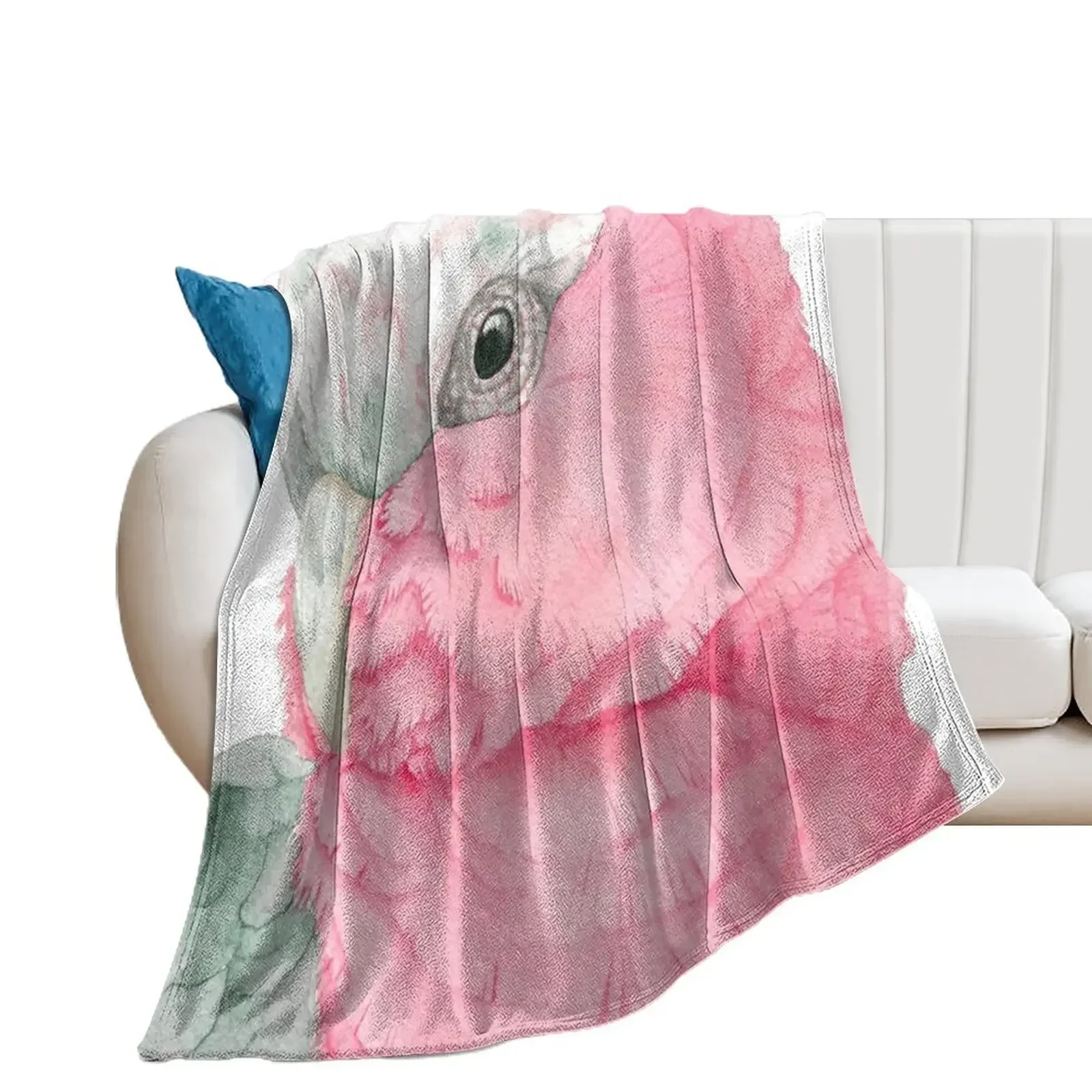 

Watercolor Galah pink cockatoo watercolor portrait Throw Blanket Camping halloween Decorative Sofas Soft Big Blankets