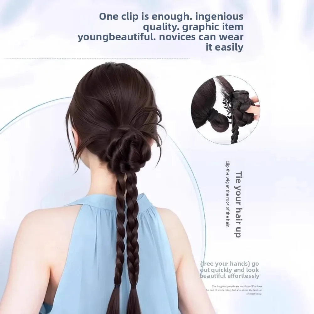 المرأة وهمية ضفائر شعر الصيف كسول الدجاج ريشة زهرة مشبك للرأس الملتوية كعكة الضفائر وصلات شعر ذيل الألياف الآسيوية