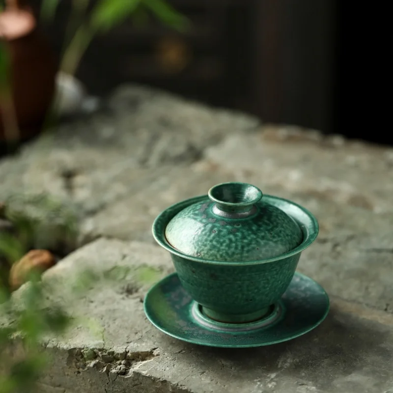 ★Jingdezhen Ceramic Gaiwan High Temperature Natural Flambe Kung Fu Tea Teaware Tea Brewing Bowl Gaiwan Tea Cup 160ml