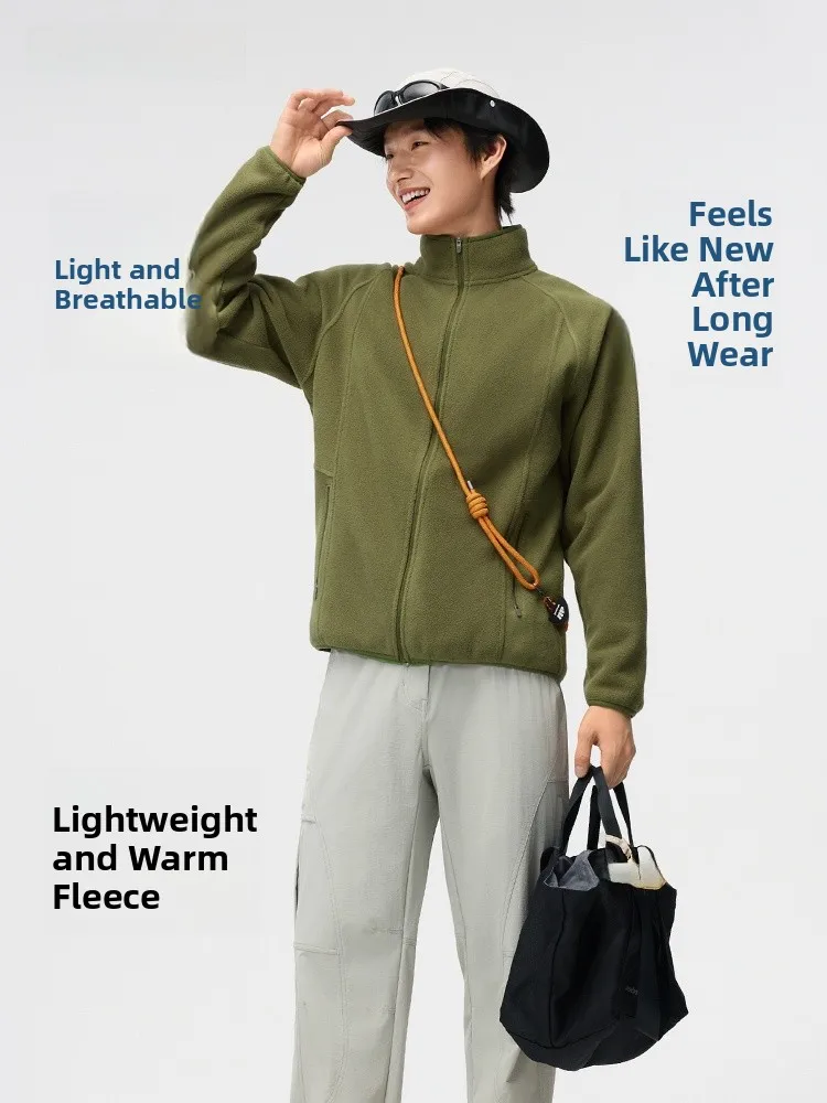 

Banana Le Fce Lined Jaet Men's Outdoor Breathable Autumn Winter Stand Collar Zipper Closure Long Sve Polyester Fiber