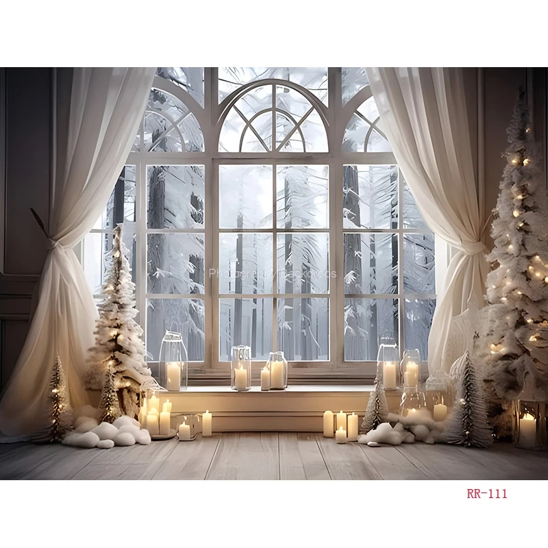 Winter Wonderful Window Christmas day Photography Backdrops Prop Happy New Year Decoration Family Holiday Party Background RR-69