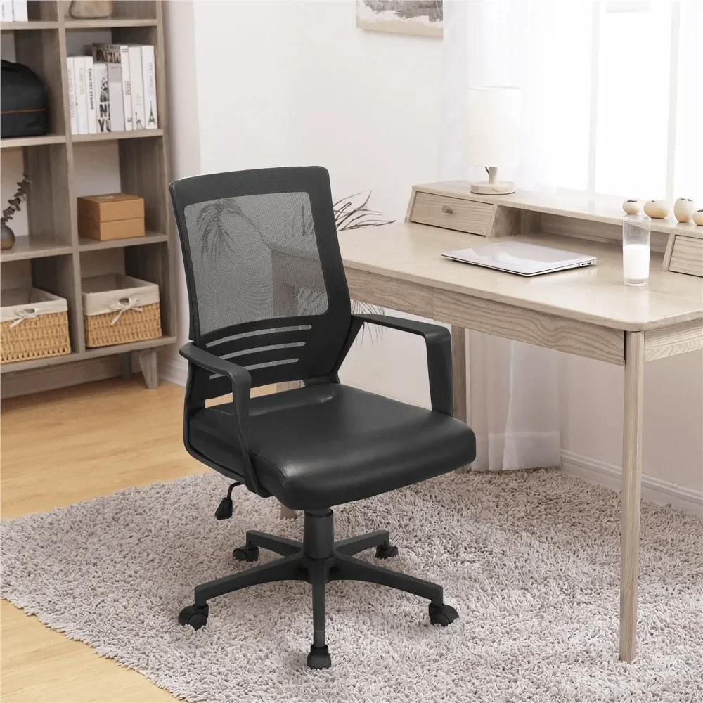 

office chairs computer chairModern Swivel Office Chair Height Adjustable Computer Chair Leather Padded Mesh Chair With Mid Back