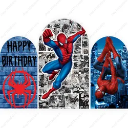 Marvel Spiderman Arch Photography Backdrop Cover For Kids Birthday Party Decor Wall Polyester Photo Background Decor Props