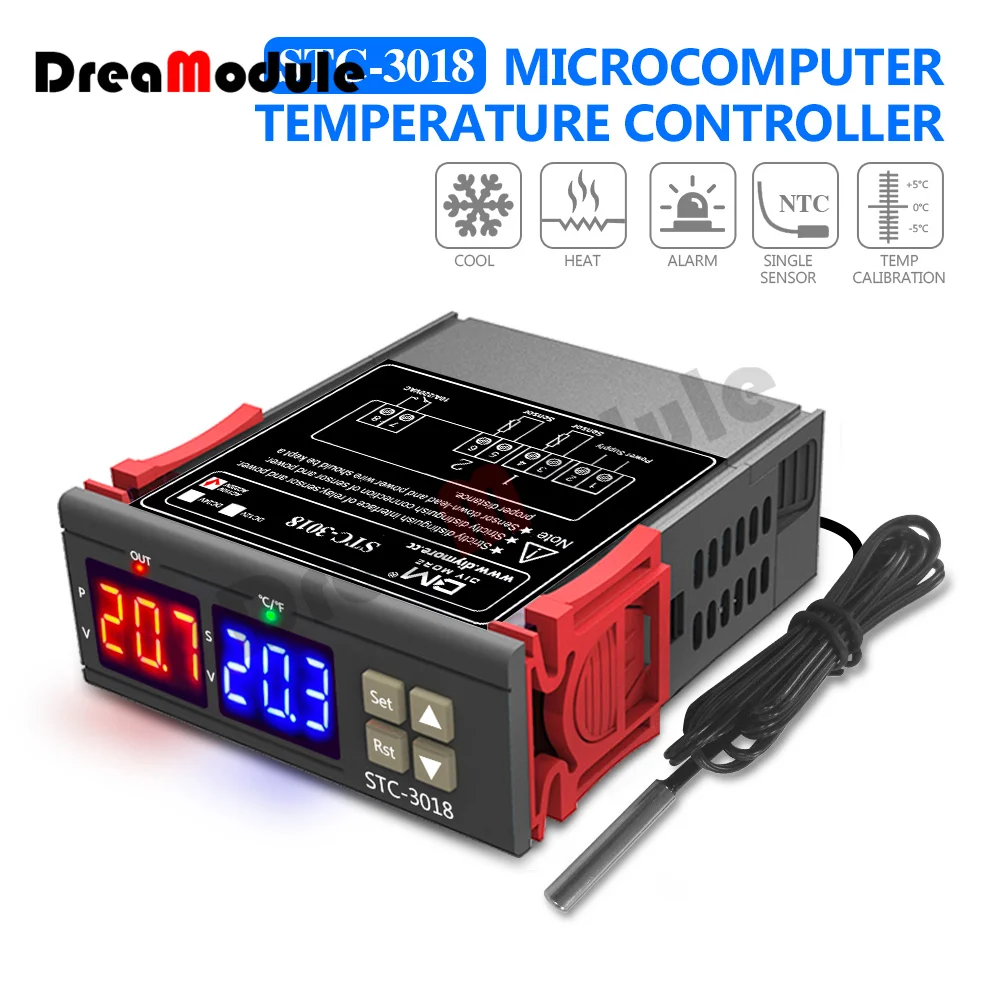 STC-3018 STC 3018 LED Digital Temperature Controller Thermostat Thermoregulator Incubator DC 12V 24V AC 110V 220V STC3018