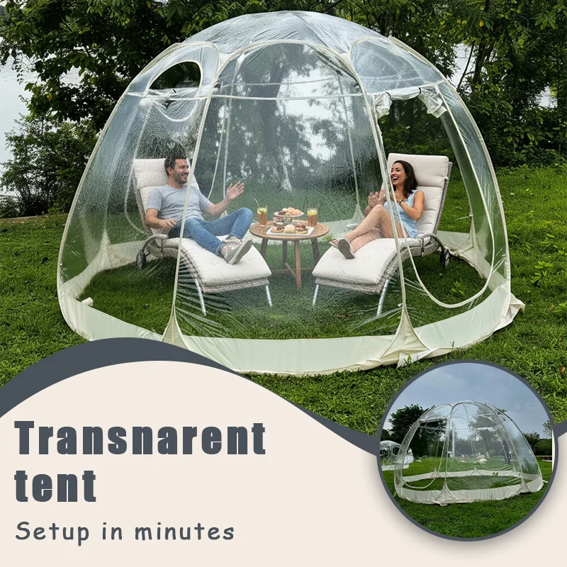 Clear PVC Bubble Tent 4 Person Pop Up Instant Shelter Outdoor Camping Patio Backyard Garden Party Stargazing Aesthetic