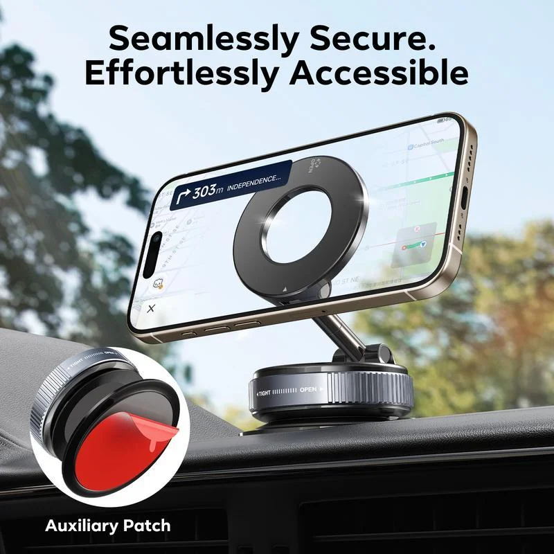 Magnetic Phone Mount,Suction Car Phone Holder, VacuumPhone Mount with One-Step LockCompact & Stable Design for CarAccessories
