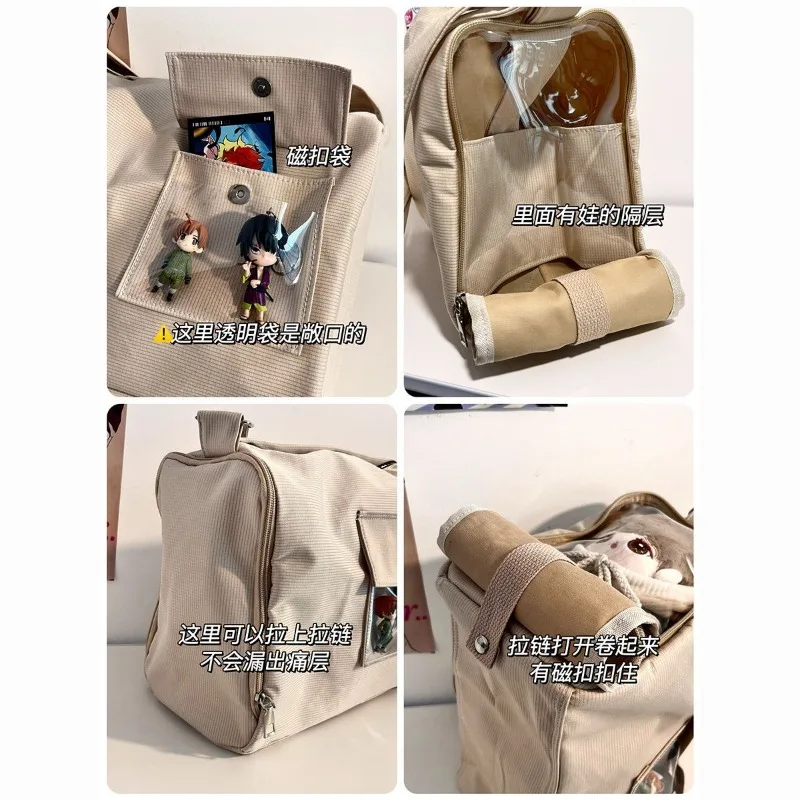 New Style Kawaii Itabag for 20CM Dolls Japanese High School Girls Crossbody Bags Women Ita Bag Transparent Pocket Shoulder Bag
