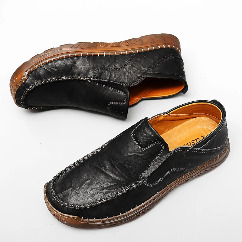 

Hot Selling Loafers Europe America Classic Brown Handmade Soles Non Slip Men's Casual Shoes Outdoor Men's Driving Shoes