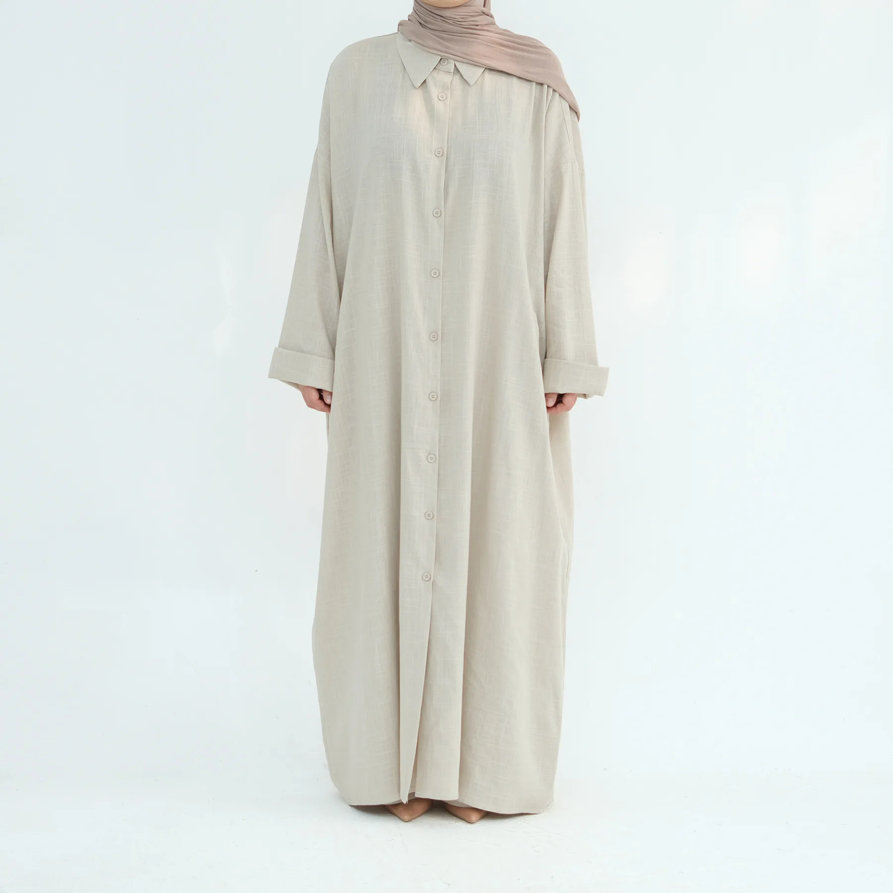 Nieuwe Abaya Turkije Islam Kleding Vrouwen Abaya Broek 2-delige set Dagelijkse kleding Natuurlijk linnen Katoen Moslim Bescheiden pak Eid-outfits