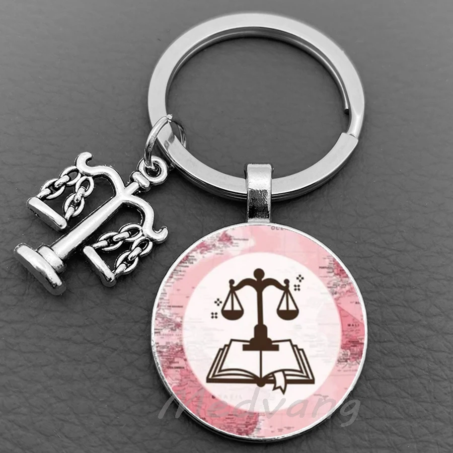 balance keychain pendant Convex glass judicial justice key chain Justice Judge keyring key keyholder lawyer Jewelry gift