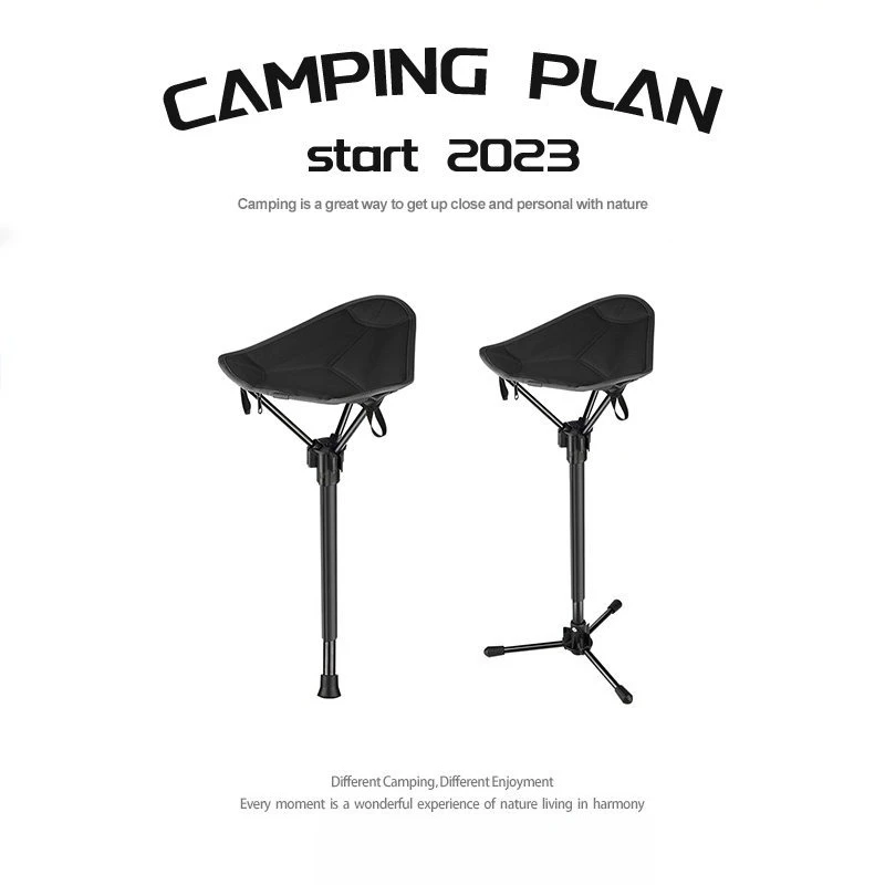 Portable Aluminum Alloy Telescopic Folding Stool, Lightweight Outdoor Chair for Camping Fishing Queue