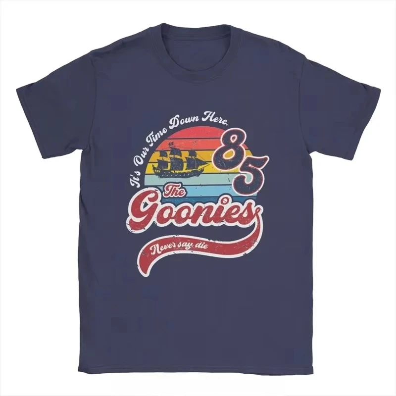 Camisetas Goonies Never Say Die para hombre, camisetas de manga corta con cuello redondo de algodón para ocio, camiseta clásica para Fitness, camiseta Unisex de gran tamaño